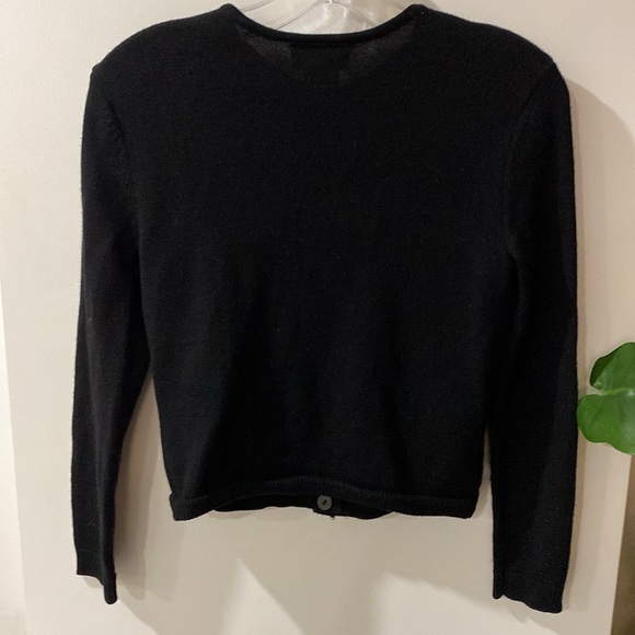 TALBOTS PETITES black merino wool cardigan S P - Picture 4 of 4